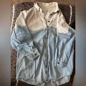 Two-Tone Denim Button-Up Shirt